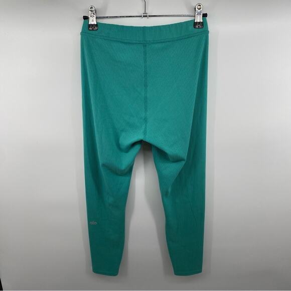 Alo Yoga Teal Blissful High-Waisted Ribbed Leggings Full Length Sz S Athleisure - Picture 9 of 10